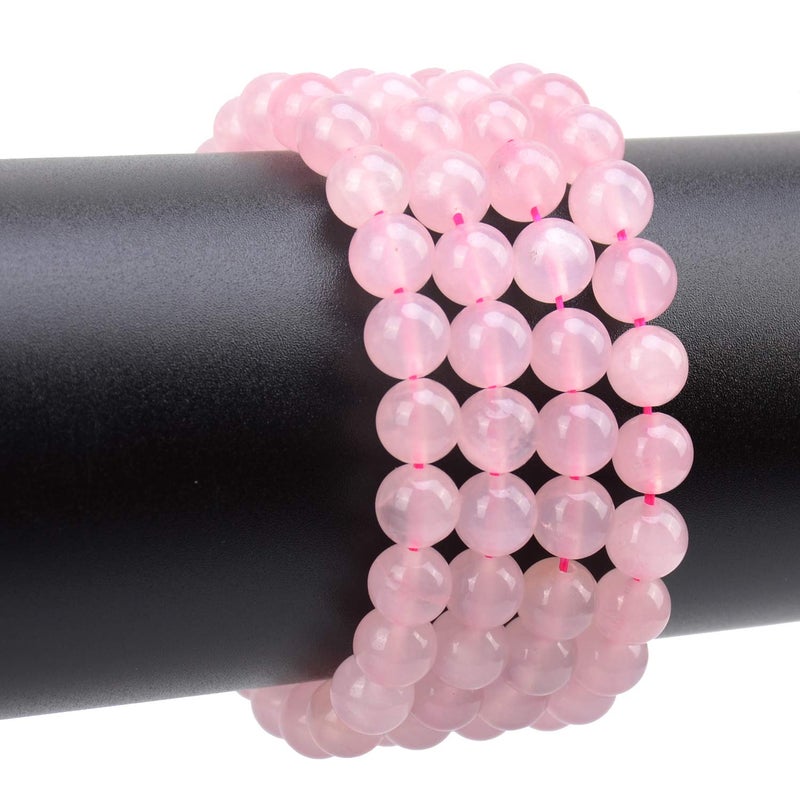 LPBeads 100PCS 8mm Natural Rose Quartz Beads Gemstone Round Loose Beads for Jewelry Making with Pink Stretch Cord - Image 4